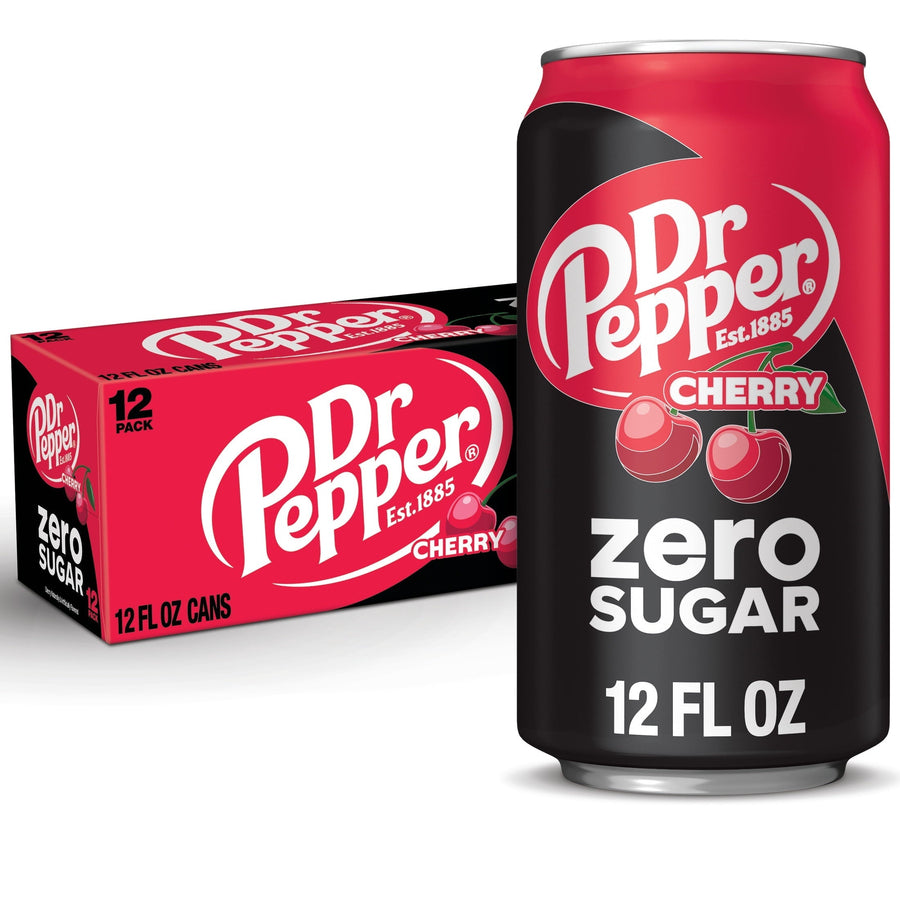 Dr Pepper Cherry Zero Sugar Soda - Premium Zero Sugar Choice - Soft Sip