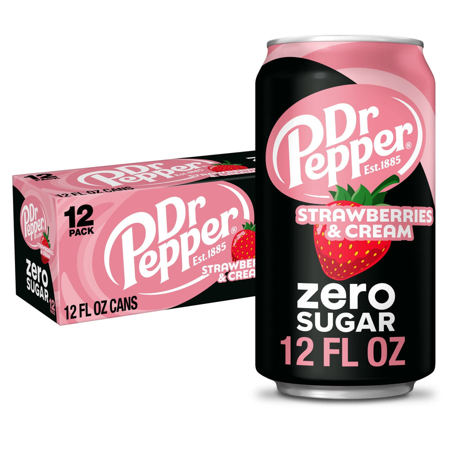 Dr Pepper Strawberries & Cream Zero Sugar Soda - Premium Zero Sugar Set - Travel Sip